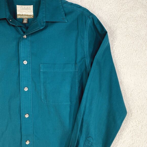Cabela Shirt Mens Sz M Dark Green Button Up Long Sleeve 100% Cotton Outdoors - Picture 7 of 10